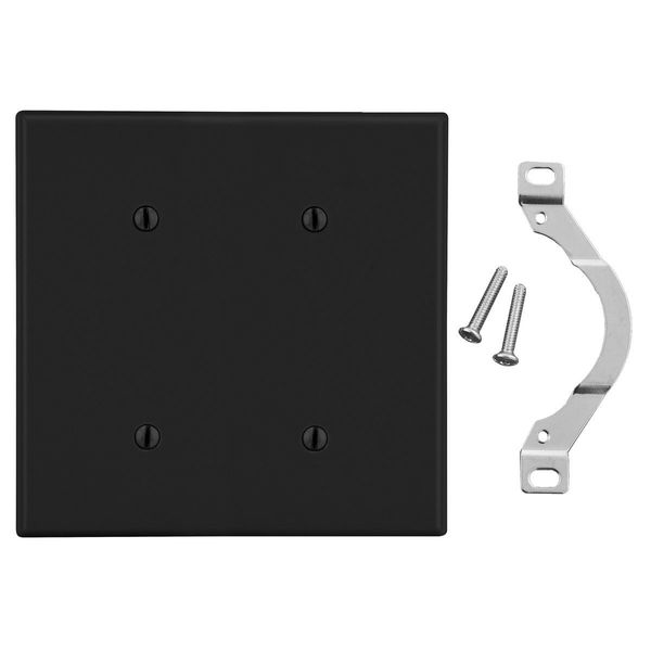 Hubbell Wiring Device-Kellems Wallplate, 2-Gang, 2 Strap Mount Blank, Black P24BK